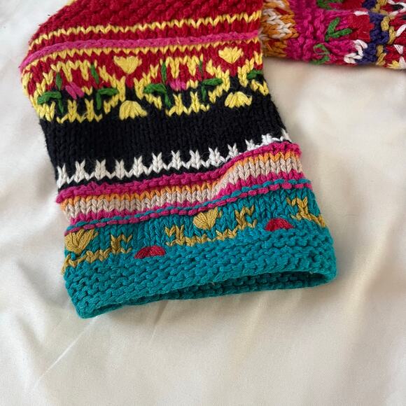 Vtg Y2K 2000s Colorful Floral Hand Knit Pullover Sweater Wmns M Nordic - Picture 3 of 8